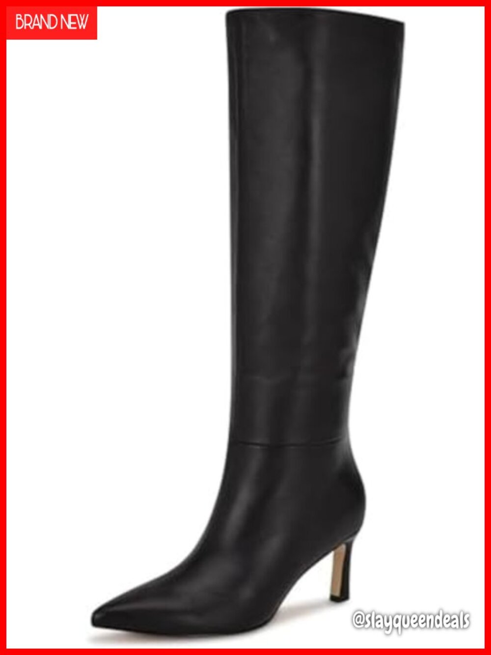 Nine West Lorthey Leather Knee-High Stiletto Heel Pointed Toe Dress Boots